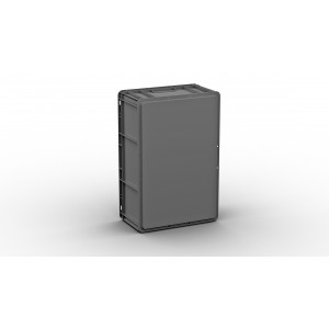 Евроконтейнер 600x400x220 мм Арт. ЕС-6422.2 серый с гладким дном и закрытыми ручками