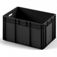 Евроконтейнер 600x400x320 мм Арт. ЕС-6432.3 черный с усиленным дном и открытыми ручками